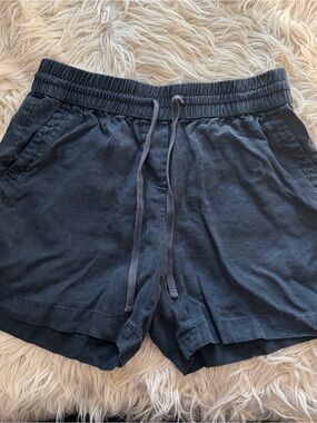 Talbots Washed Linen Shorts Pull On Faded Black Pockets Drawstring Womens Size S